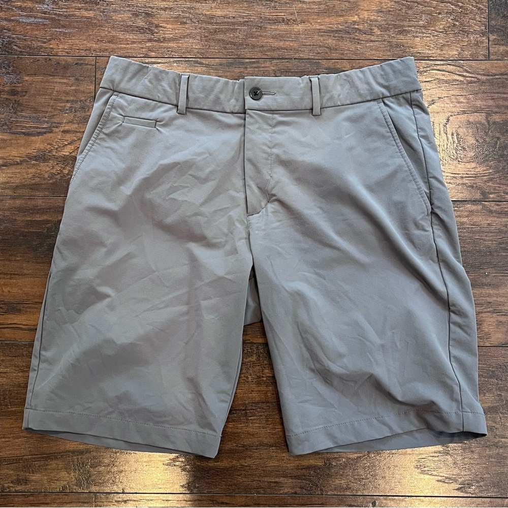 Gray Athletic Shorts with Flat Front Design